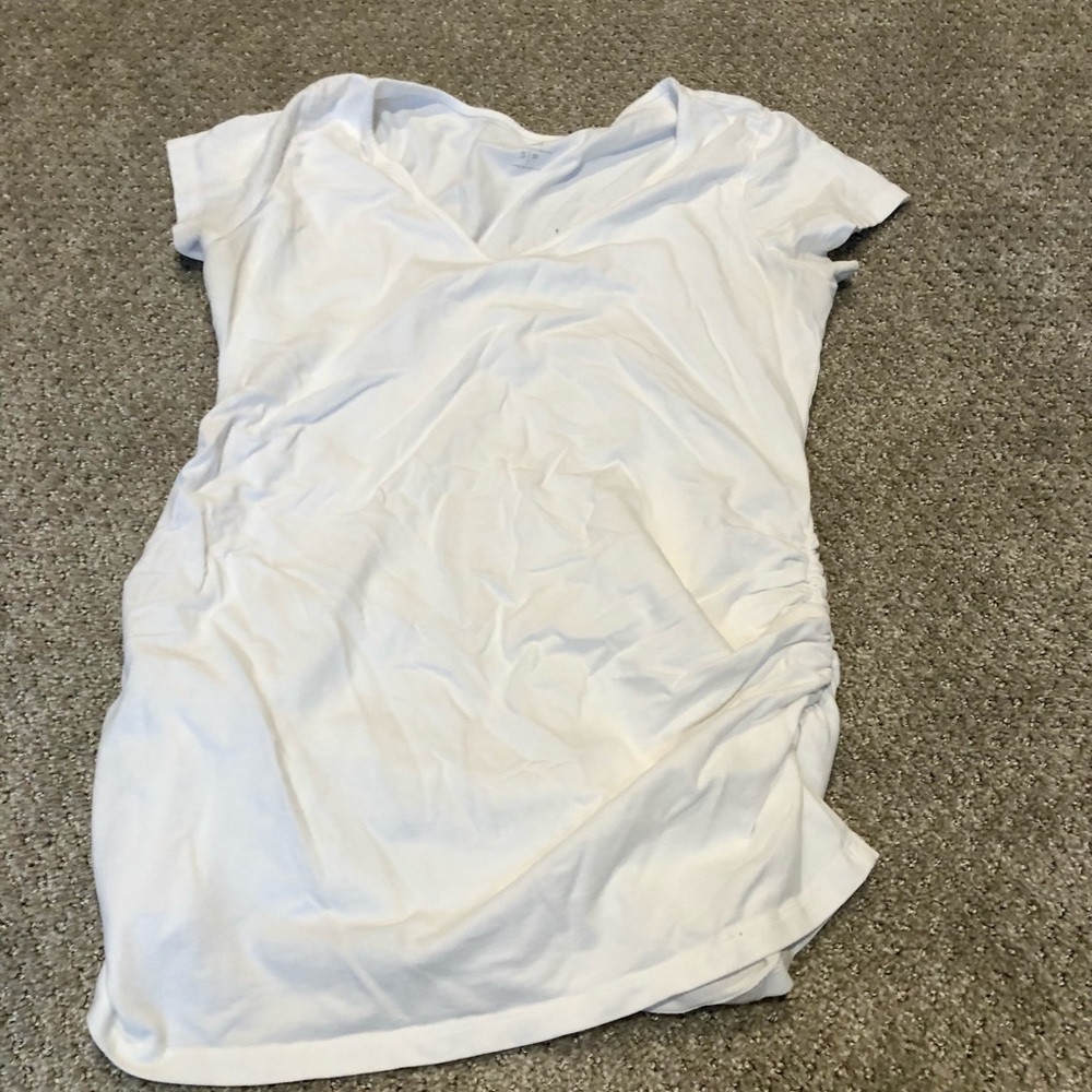 White V Neck Maternity Top